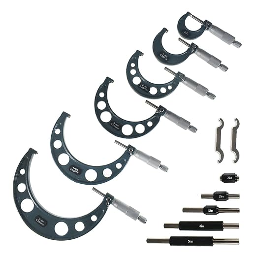 6-Pack Professional Outside Micrometer Set 0-6In / 0.0001In Precision Machinist Tool Premium Quality with Padded Case