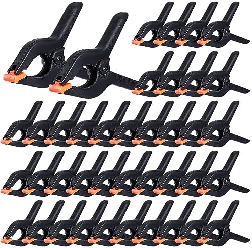 Tanlade 50 Pcs 6'' Spring Clamps Bulk Heavy Duty Spring Clips with Jaw Opening Backdrop Clips Clamps for Backdrop Stand Nylon Plastic Woodworking Clamps for Crafts Photography Art DIY
