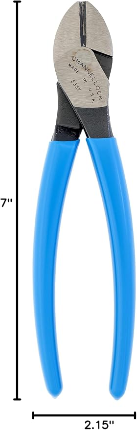 Channellock Diagonal Cutting Plier E337 - Lap XLT Joint, Code Blue Grips - 7-Inch