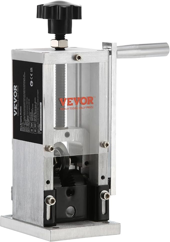 VEVOR Manual Wire Stripping Machine, 0.06''-1.18'' Copper Stripper with Hand Crank or Drill Powered, Visible Stripping Depth Reference, Portable Aluminum Frame Wire Peeler for Scrap Copper Recycling