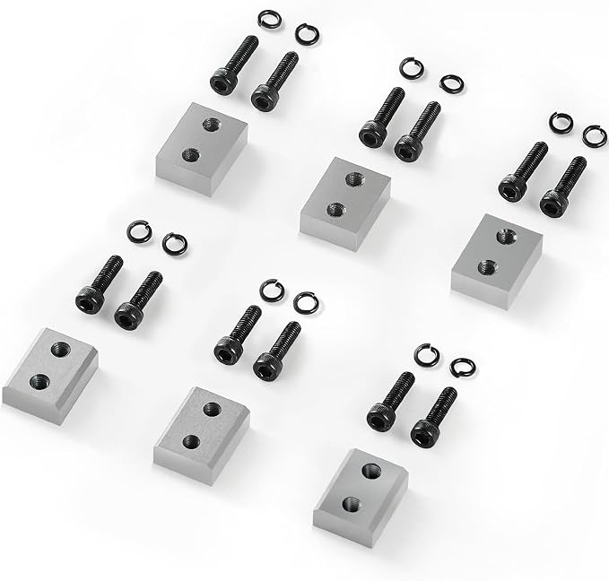 VEVOR Electric Rebar Cutter Replacement Blades 6 PCS 16mm(5/8 Inch) - HRC58-60 Hard Jaw Blades with 12 Hex Screws & Spring Washers, Fit RC-16