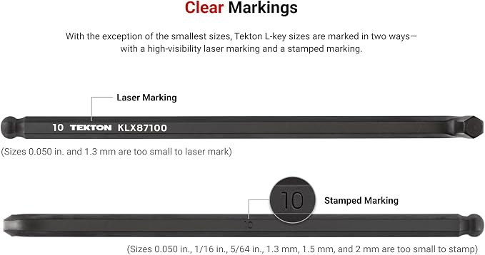 TEKTON Short Arm Ball End Hex L-Key Set, 23-Piece | KLX91313 | (0.050 - 3/8 in., 1.3 - 10 mm), Manganese Phosphate Finish, Holder