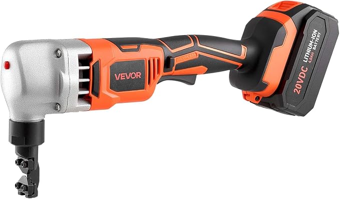 VEVOR Cordless Metal Nibbler, with 18 V 4000 mAh Battery, 1200 RPM Brushless Motor, Electric Nibbler Metal Cutter with Plastic Carrying Case for Cutting Stainless Steel, Aluminum, and Copper Sheet