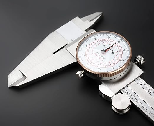 Accusize Industrial Tools 12'' by 0.001''/300mm by 0.02mm Dual Needle Precision Dial Caliper,Imperial/Metric, P920-S232