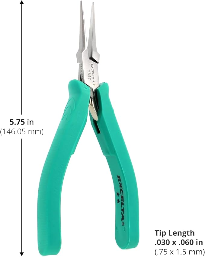 Excelta Stainless Steel Pliers, Gentle Spring Mechanism, 5.5" Length