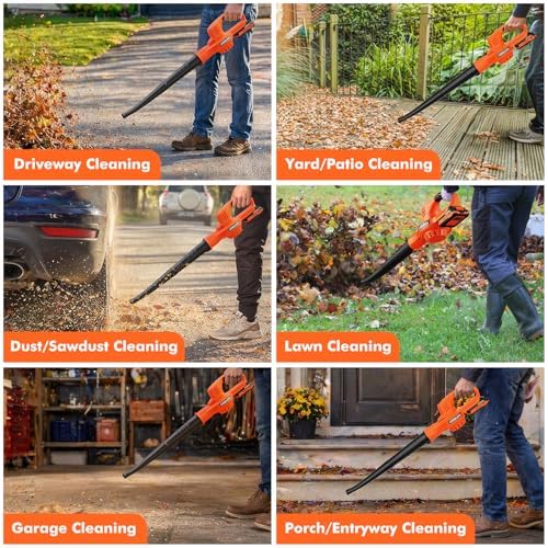 Leaf Blower Cordless 21V Electric with 2 Batteries and Charger Lightweight