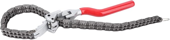Chain Type Oil Filter Wrench, Oil Filter Spanner with 13.8in Cranked Swivel Handle, 20.5in Double - Width Chain for Canister Filters 2.4–6.3in, Ergonomic Auto Car Repair