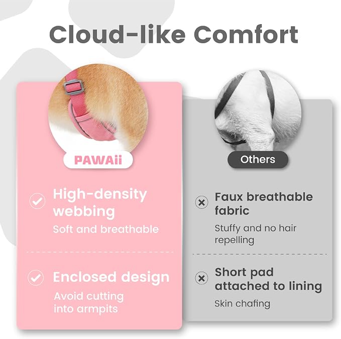 Pawaii No Pull Dog Harness with Pet ID Tag, Reflective Vest | Built for safer walks with a QR Pet ID Tag, front no pull clip, reflective trim, control handle and breathable mesh lining