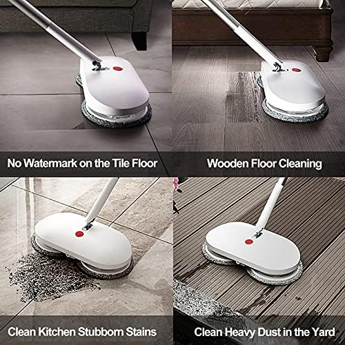 REECOO Cordless Electric Spin Mop Power Mop with 4 Floor Scrubber Pads/Automatic Cleaning Bucket/Water Sprayer,Lightweight & Rechargeable,Suitable for Wooden, Marble, Tile, Hardwood Floor.