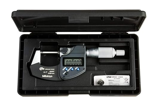 Mito_tuyo 293-340 Outside Micrometer, 0-1 Range, 0.00005"/0.001mm Resolution, IP65, No Output, with Ratchet"