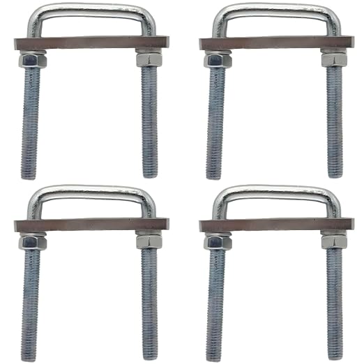 4 Pack Square U-Bolt for Trailer - Fits 2.5 Inch Wide Leaf Springs, Galvanized Steel Clamp Set, Secure Fit for Truck, Boat and Trailers