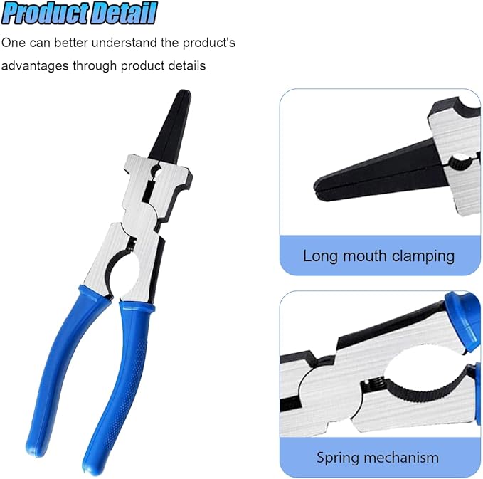 ZIMISI 8"MIG Welding Pliers, Multi-Functional Welding Tool Plier Clip with Anti-Slip Handle, High Carbon Steel Anti-Rust Welder Plier with Long Nose, Fits Scraping, Wire Cutting (Blue)