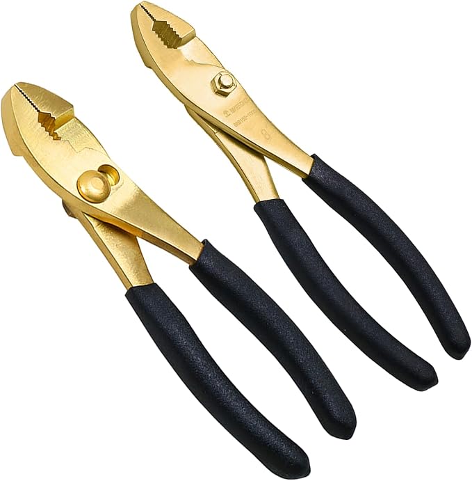 WEDO 2PCS Brass Pliers Set - 6" Slip Joint Pliers, 8" Adjustable Combination Pliers with Non-Slip Handle,For Gripping, Loosening Nuts and Bolts, Cutting Steel Wire,Die-Forged,Corrosion Resistant