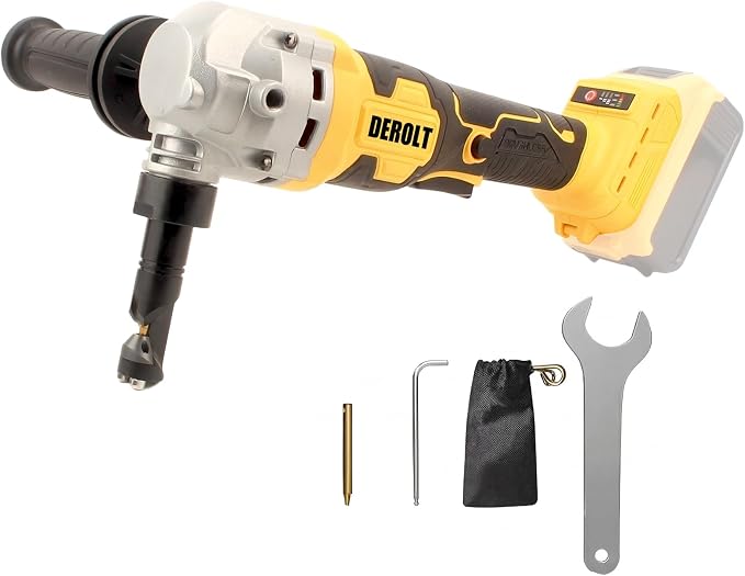 Cordless Metal Nibbler Compatible with DeWalt 20V Battery, DEROLT 18 Gauge Sheet Metal Cutter with 3000RPM Brushless Motor, Electric Nibbler with Assist Handle & 2 Blades (No battery)