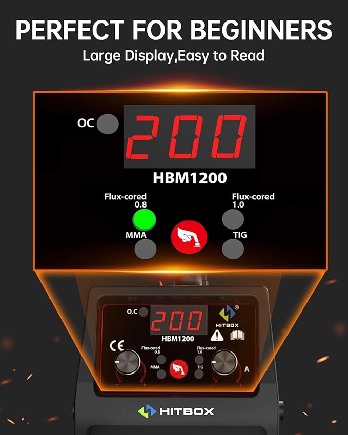HITBOX 140A MIG Welder Gasless, 110V/220V Dual Voltage Flux Core Welder Flux MIG/Lift TIG/Stick 3 In 1 Synergy MIG Welding Machine With Torch Clamp and 0.8mm Flux Wire