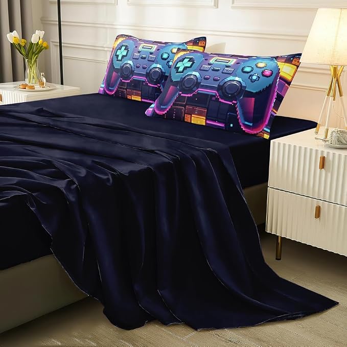 5 Pieces Geometry Gaming Comforter Set Twin,Gaming Bedding Set for Boys,Twin Kids Bedding Set for Boys,Kids Bedding Set 5 Pieces