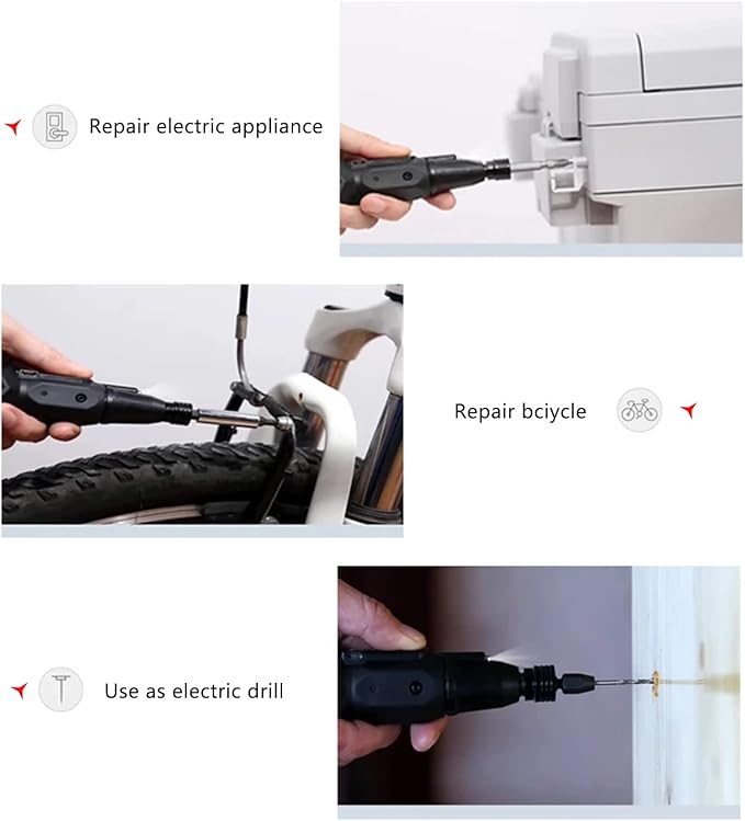 3.6V Cordless Electric Screwdriver Rechargeable portable Mini Rotary Home Gadget，Automatic Manual all in one with LED Light and USB-C Charging Cable RED