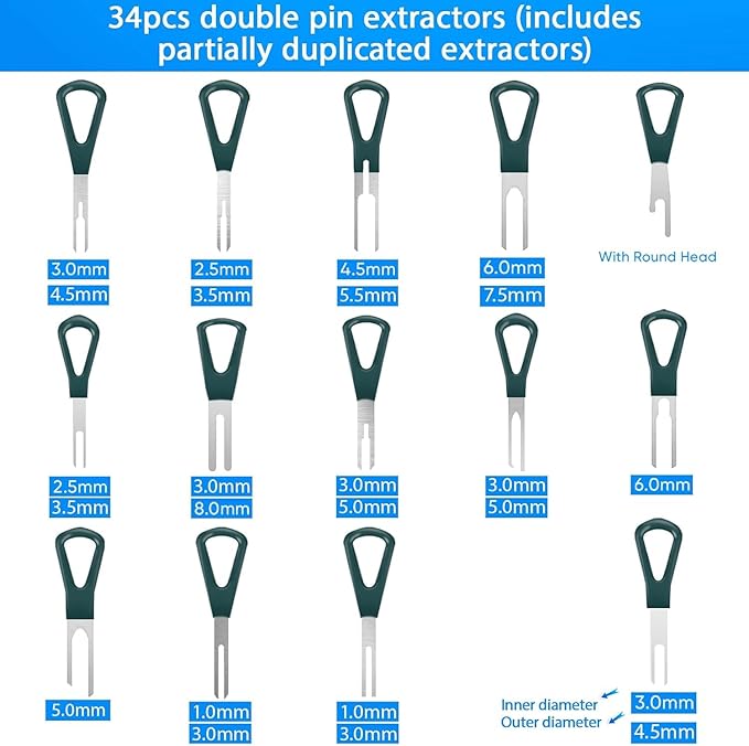 Terminal Removal Tool Kit 92 Pcs Depinning Tool Electrical Connector Pin Removal Tool Kit Pin Extractor Tool Set Wire Terminal Release Tool for Automotive Car Household Devices