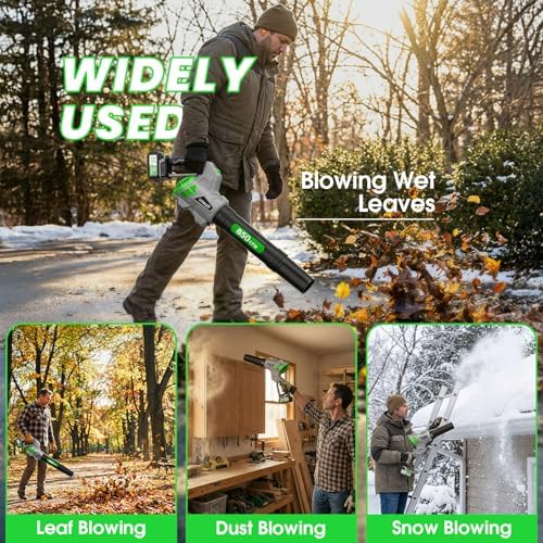 Leaf Blower Cordless, Brushless Blower 850 CFM 250 MPH with 2 Batteries