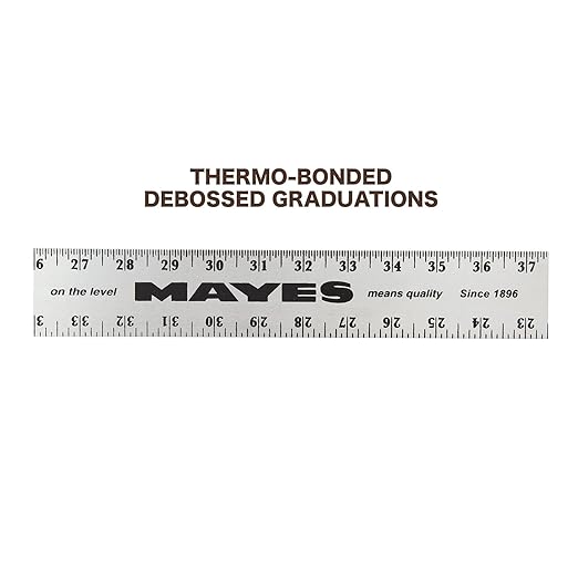 Mayes 10210 60 Inch Straight Edge Aluminum Ruler, Heavy Duty 60 Inch Ruler with Standard Measurements, Extra Thick Precision Straight Edge, Made in USA