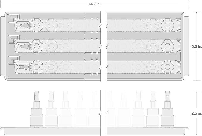 TEKTON Hex and Torx Bit Socket Set, 31-Piece | SHB91203 | 3/8 Inch Drive, (1/8 - 3/8 in., 3 - 10 mm, T10 - T60), Socket Rail