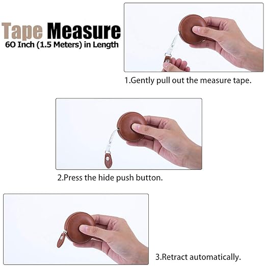 Sewing Tape Measure, Medical Body Cloth Tailor Craft Dieting Measuring Tape, 60 Inch/1.5M Dual Sided Retractable Ruler with Push Button Round
