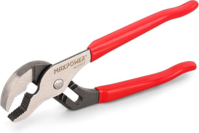 MAXPOWER 10 inch Groove Joint Pliers, Quick Adjustable Serrtated V Jaw Tongue and Groove Pliers