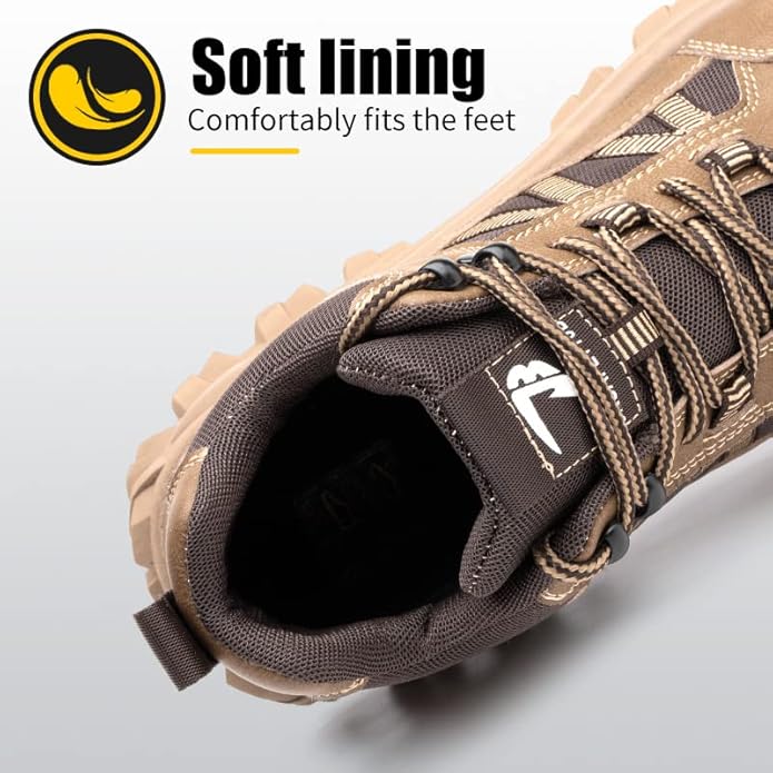 Work Boots for Men,Lightweight Breathable High Top Steel Toe Boots,Indestructible Steel Toe Shoes,Non Slip Safety Work Shoes.