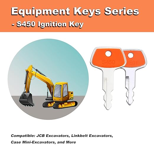 S450 Ignition Keys Fit Case 150979A1, Linkbelt LBXKHR0369,JCB KHR-0369, Sumitomo Excavator 150979A1 KHR0369, New Holland K250 Excavator, Pack of 10 Keys