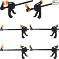 6 PCS 10 Inch Bar Clamps for Woodworking, Black E-Z Hold Woodworking Bar Clamps Set, One-Handed Quick F Clamps, F Clamps Set for Carpenters & Woodworkers Tools