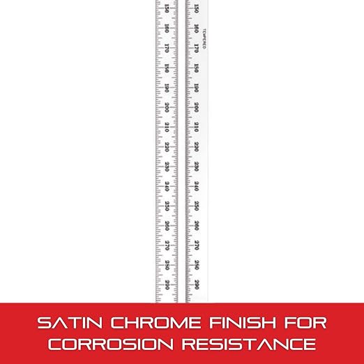 Starrett Full Flexible Steel Rule with Satin Chrome Finish, Quick Reading, and Millimeter Graduation - 30 Graduation, 300mm Length, 0.4mm Thickness - C330-300