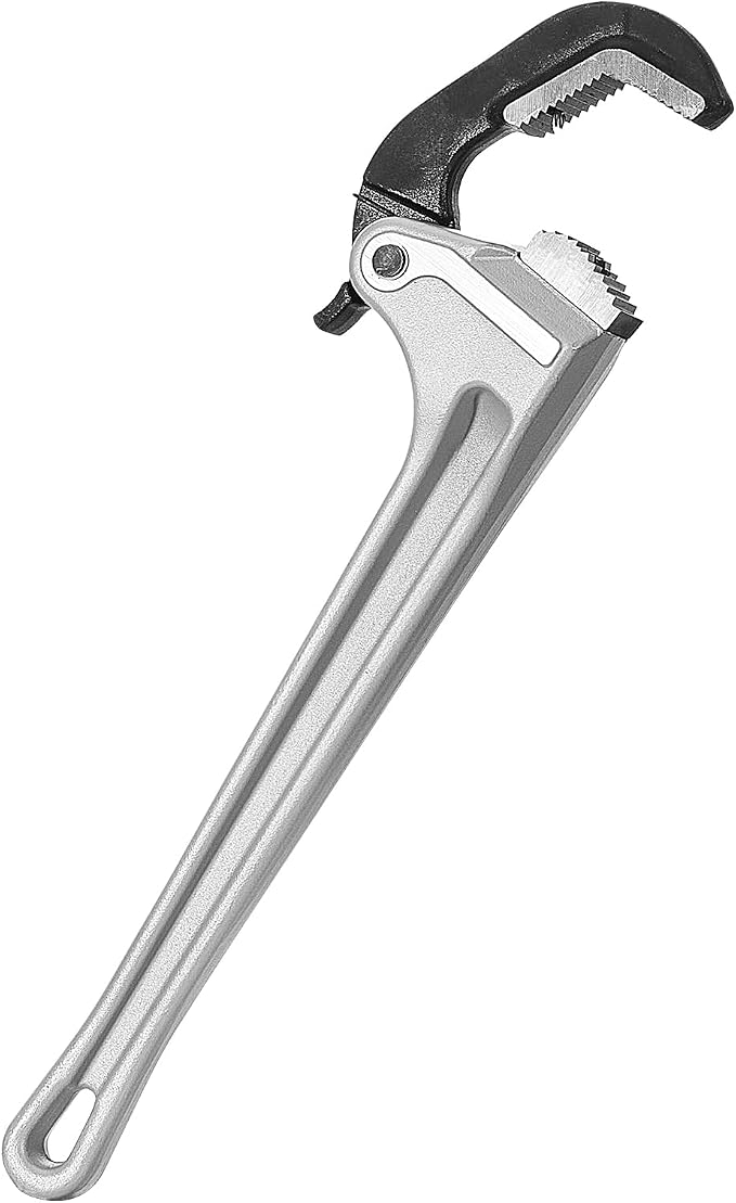 VEVOR Pipe Wrench, 18" Aluminum Straight Pipe Wrench, Automatic Jaw Adjustment, Adjustable Plumbing Wrench, Easy to Carry, Ergonomic Handle, Hangable Design, for Water Pipes, Automotive Repairs