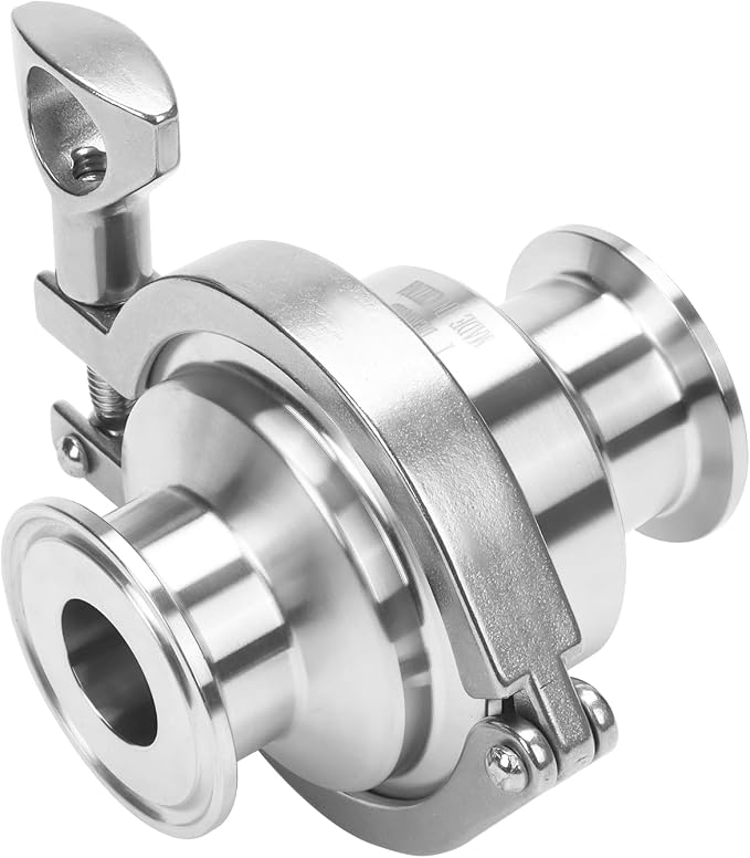 DERNORD Sanitary Check Valve - One Way Flow - 1.5" Tri Clamp Style, Stainless Steel 304, FKM Gasket (1 Inch Tube OD)