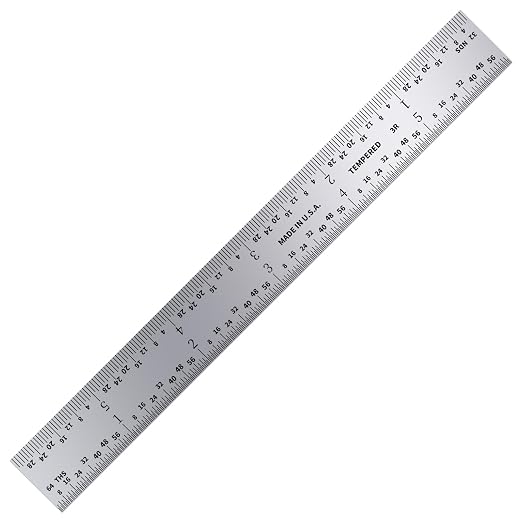 PEC Tools Made in USA Machinist Rule, 6" Rigid Steel Rule (3 Pack), Satin Chrome Finish, Markings 1/32", 1/64", 1/10", 1/50" for Professionals