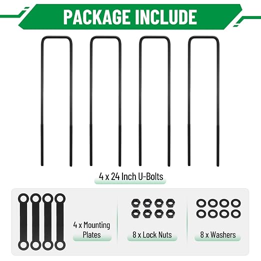 24 Inch Square Bend U-Bolt Kit for Truck Chassis