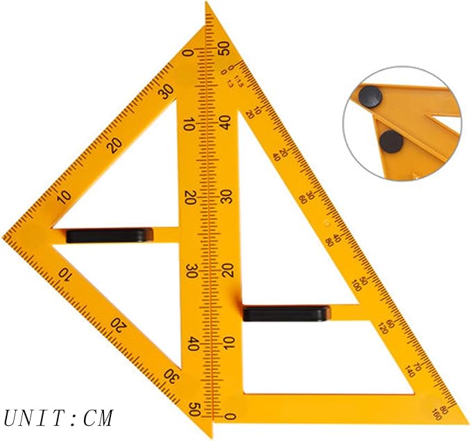 Magnetic Geometry Set on Whiteboard Math Classroom Large Protractor Triangle Ruler Plate Set Compass Drawing Tools for Teacher (4 Pieces)