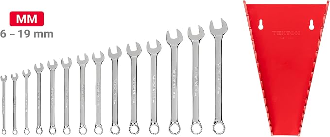 TEKTON Combination Wrench Set, 14-Piece | WCB91203 | 6 - 19 mm, Rack