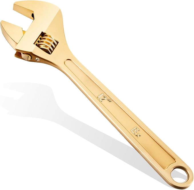 Hicarer 12 Inch Non-Sparking Adjustable Wrench, Aluminum Bronze Tool | Non-Magnetic, Oil & Gas Industry, Chemical Facilities, Hazardous Environments, Industrial Safety Applications