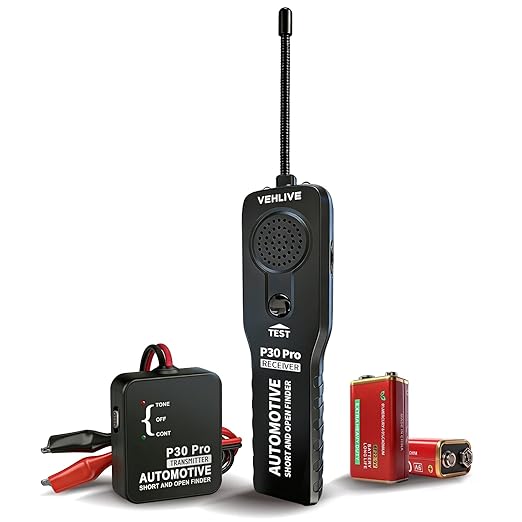 P30 Pro Circuit Tracer, Automotive Electrical Open & Short Finder, Fault Probe Cable Tester, Diagnostic Tool for Vehicle Wiring Repair, Cable Toner for DC 6-42V (with Battery)