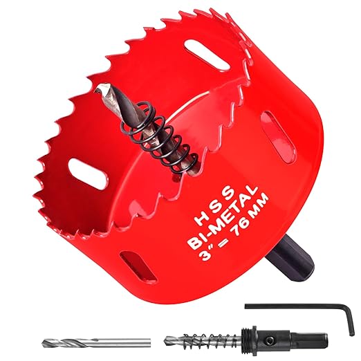 3 Inch / 76mm Hole Saw for Wood, Plastic Board, Ceiling,Drywall, and Metal Sheet - HSS Bi-Metal Hole Cutter with Pilot Drill Bit