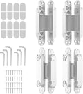 4-Pack 6 inch Hinge for Doors Invisible Hinges Concealed Hinges Zinc Alloy 180 Degree Swing Hinge 3 Way Adjustable Butt Silent Door Hinge 6 x 2.5 x 1 inch (White)