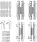 4-Pack 7 inch Hidden Hinges for Doors Invisible Hinges Concealed Zinc Alloy 180 Degree Swing 3 Way Adjustable Butt Silent Door Hinge 7 x 2.8 x 1 inch (White)