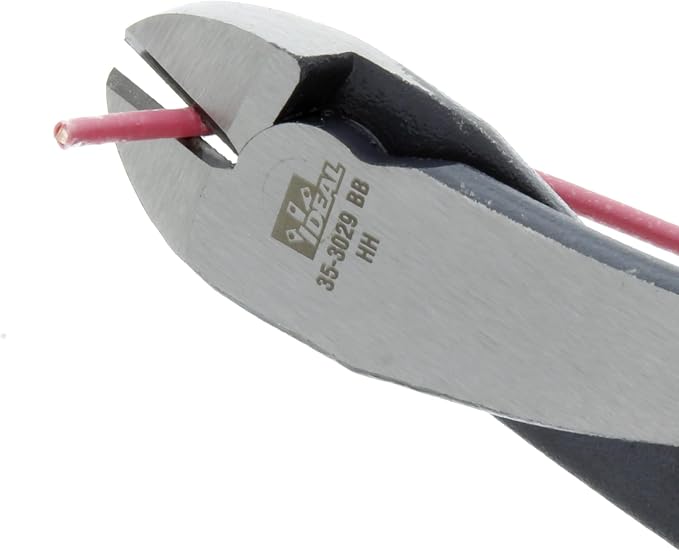 IDEAL Electrical 35-3029 Diagonal-Cutting Plier - 8 in., Angled Head Plier with Knife-to-Knife Blades, Smart Grip Handles, Integral Spring