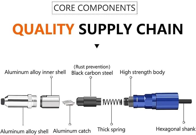 Electric Rivet Gun 2.4mm-4.8mm nut gun drill adapter Cordless riveting tool Insert Pull Tool(Metal version)