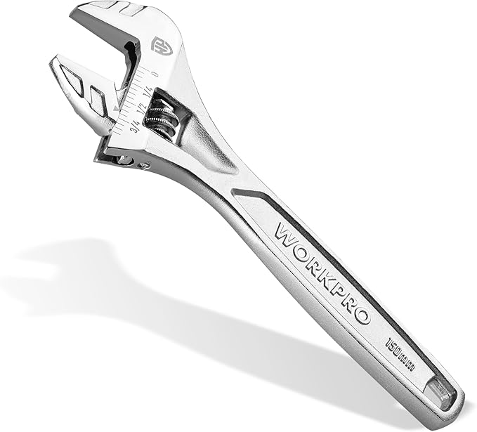 WORKPRO Adjustable Wrench, 6-inch Heavy Duty Spanner with Inch/Metric Scale, Premium Cr-V Steel, Chrome Plated