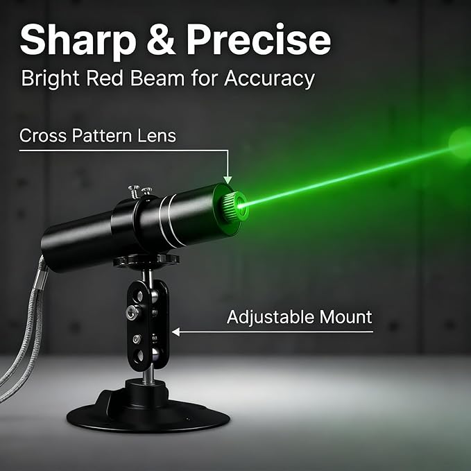 Three-Head Green Laser Level with 2M Charger | 520nm Cross/Linear Laser Generator | Rechargeable Alignment Tool for Woodworking, Construction & Fabric Cutting (Base & AC/DC Adapter) Green Line