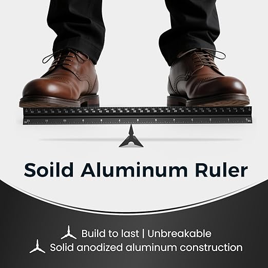 Rena Chris Architectural Scale Ruler: 12" Imperial Aluminum Alloy Metal Architecture Measuring Tools, Engineering Drafting Construction Drawing Blueprints Triangular Architect Scaling Rulers 12 Inches