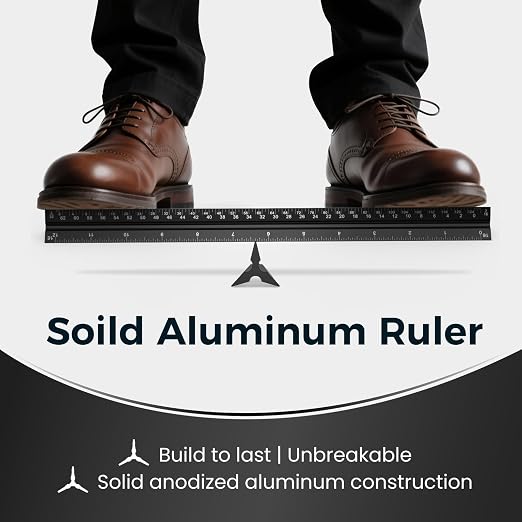 Rena Chris 2PCS Architectural Scale Ruler: 12" Imperial Aluminum Alloy Metal Architecture Measuring Tools, Engineering Drafting Construction Drawing Blueprints Triangular Architect Scaling Rulers