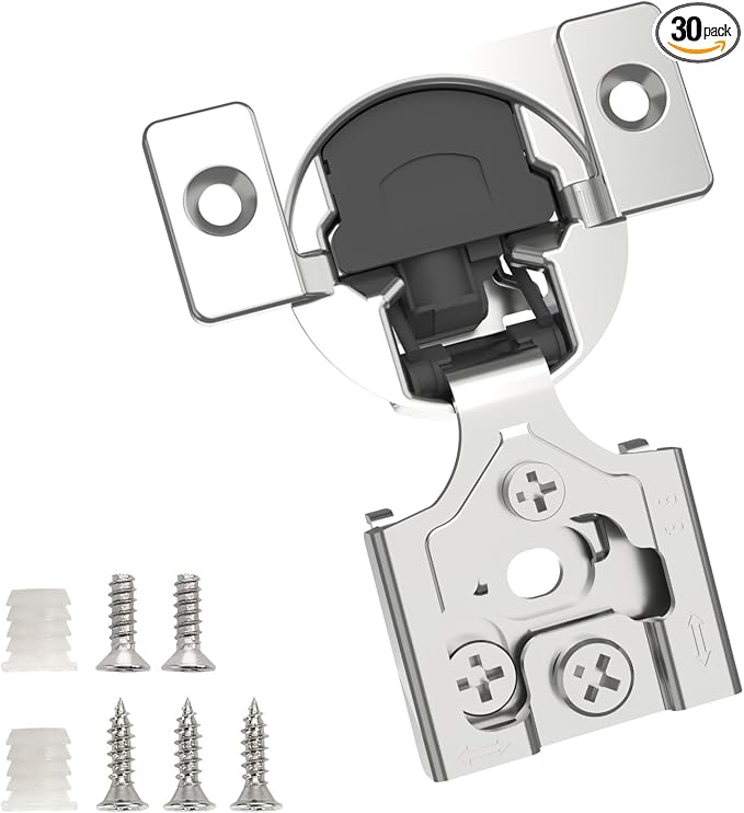 Chibery 30 Pack 3/8" Overlay 3D Soft Close Concealed Hinge for Face Frame Door, Smooth Slow Self Closing Hinges, Satin Nickel, Hidden 105° Open Angle Stainless Steel Hinge for Kitchen Cabinet Door