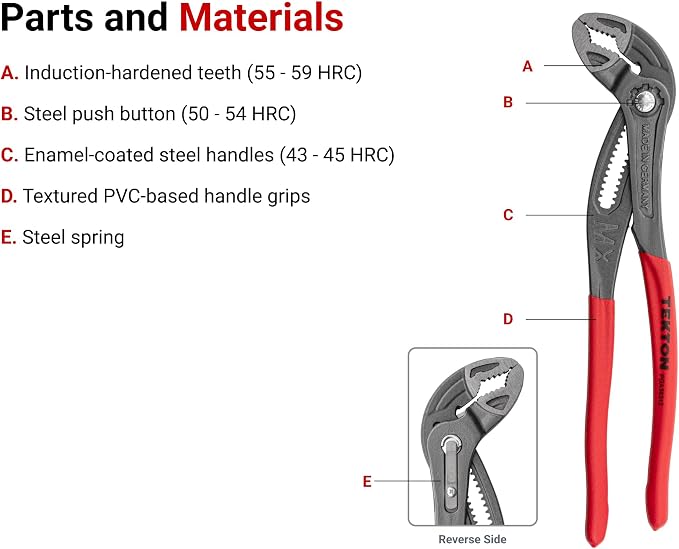 TEKTON Angle Nose Push Button Adjustable Pliers Set, 5-Piece | PGA93002